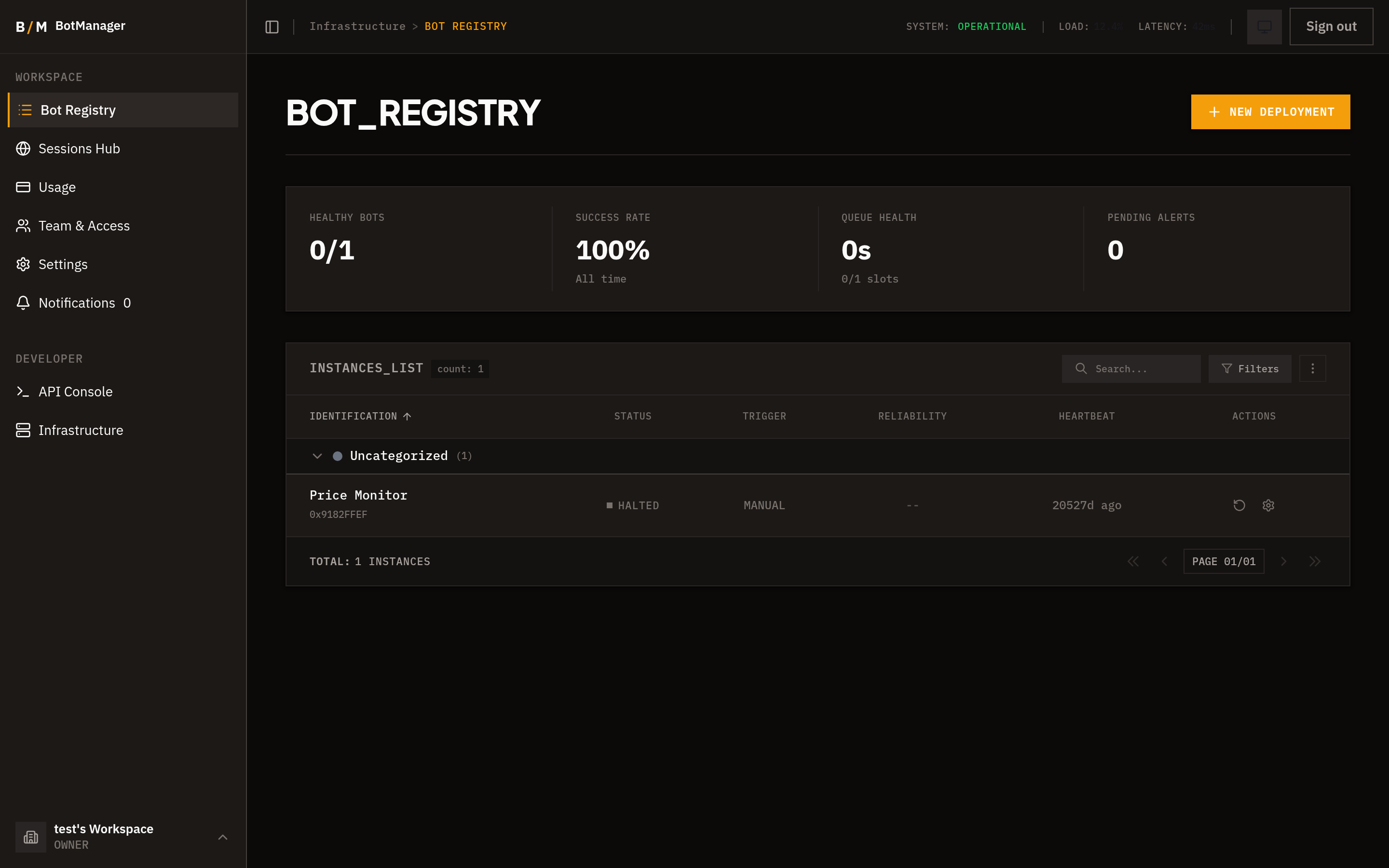 Create New Bot dialog